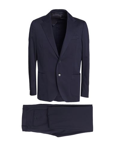 Lardini Man Suit Midnight Blue Size 40 Cotton, Elastane