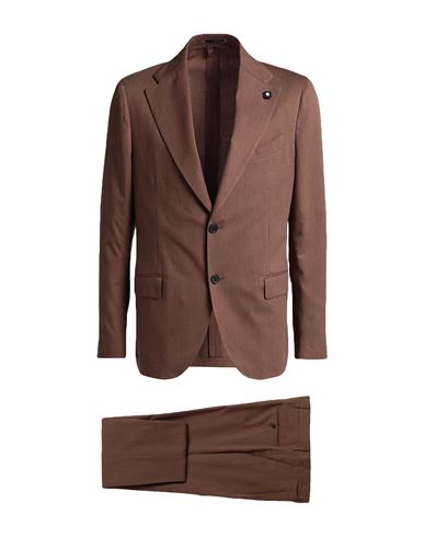 Shop Lardini Man Suit Brown Size 44 Wool, Cotton
