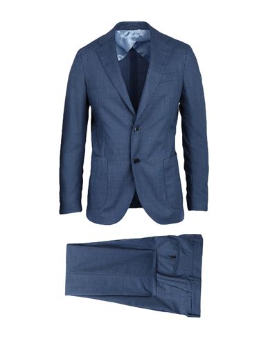 Shop Lardini Man Suit Navy Blue Size 48 Wool, Polyamide