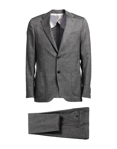 Lardini Man Suit Lead Size 42 Wool, Linen, Silk In Grey