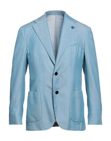 Shop Lardini Man Blazer Light Blue Size 44 Tencel, Wool