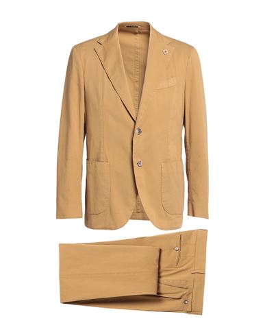 Lardini Man Suit Camel Size 40 Cotton, Elastane In Beige