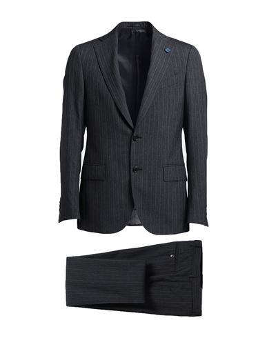 Lardini Man Suit Lead Size 42 Wool In Grey