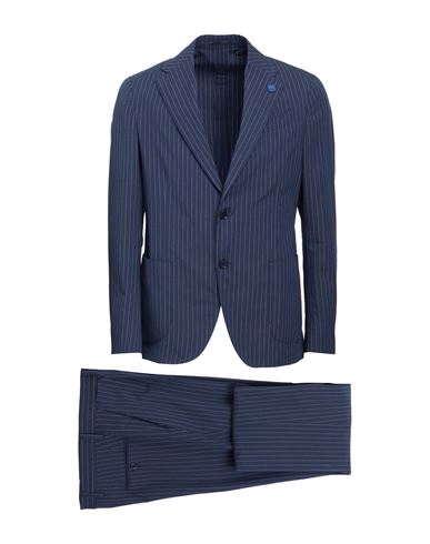 Lardini Man Suit Navy Blue Size 46 Cotton, Wool