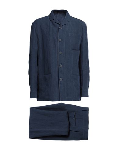 Giorgio Armani Man Suit Navy Blue Size 44 Linen