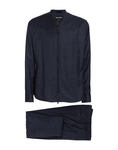 Shop Giorgio Armani Man Suit Navy Blue Size 44 Wool, Silk, Linen