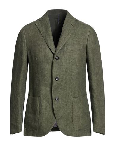Montedoro Man Blazer Military Green Size 44 Linen
