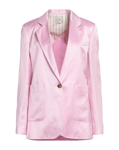 Alysi Chocolat Woman Blazer Pink Size 2 Linen, Viscose, Wool In Pink