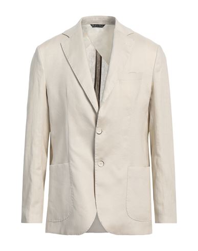Shop Eredi Del Duca Man Blazer Ivory Size 44 Linen In White