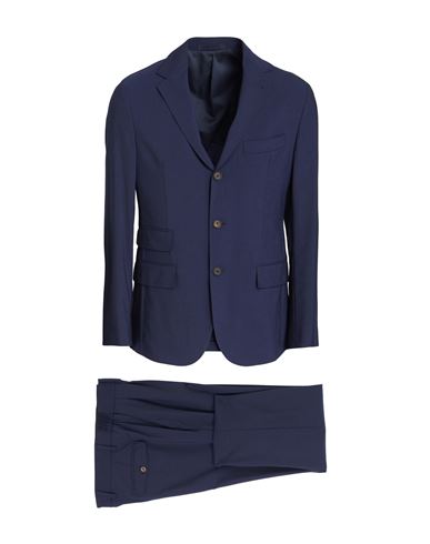 Eleventy Man Suit Navy Blue Size 42 Wool, Elastane