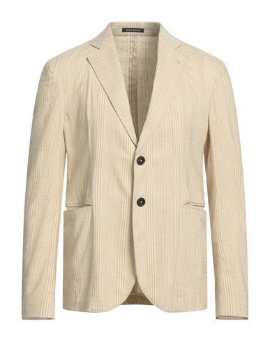 Shop Emporio Armani Man Blazer Beige Size 44 Linen, Polyester, Viscose, Silk, Cotton