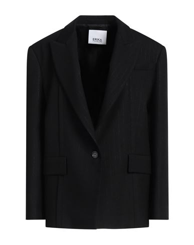 Shop Erika Cavallini Woman Blazer Black Size 12 Polyester, Wool, Elastane