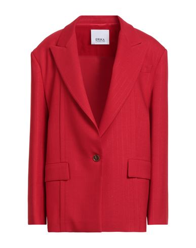 Erika Cavallini Woman Blazer Red Size 6 Polyester, Wool, Elastane