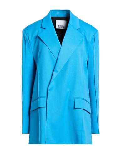 Erika Cavallini Woman Blazer Azure Size 10 Polyester, Virgin Wool, Elastane In Blue