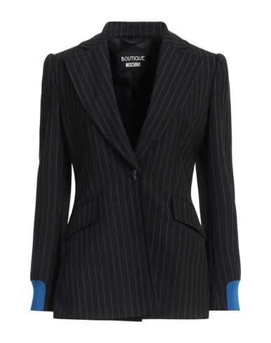 Shop Boutique Moschino Woman Blazer Black Size 6 Polyester, Virgin Wool, Elastane, Cotton