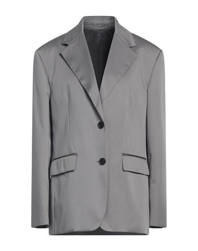 Prada Woman Blazer Grey Size 4 Cotton In Gray