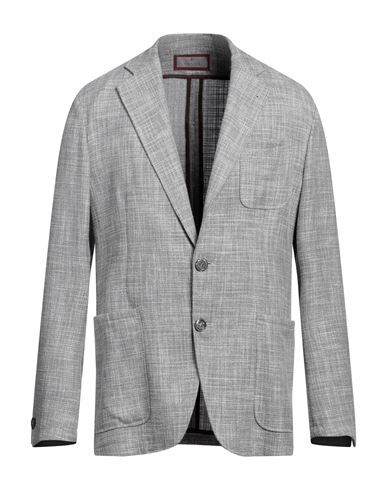 Shop Canali Man Blazer Grey Size 40 Wool, Cotton, Silk, Linen