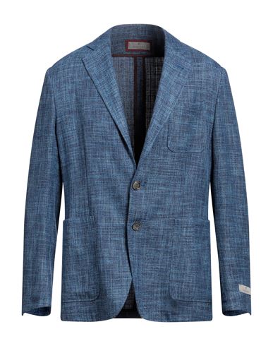 Shop Canali Man Blazer Blue Size 40 Wool, Cotton, Silk, Linen