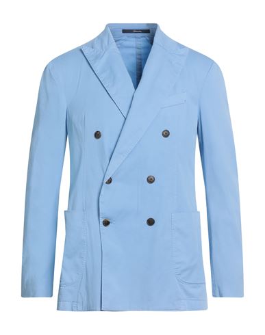 Drumohr Man Blazer Light Blue Size 42 Cotton, Elastane In Blue