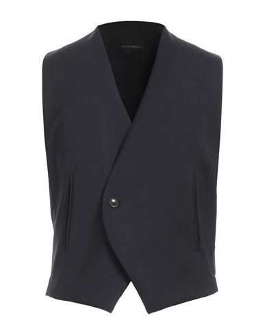 Shop Emporio Armani Man Tailored Vest Midnight Blue Size 46 Virgin Wool