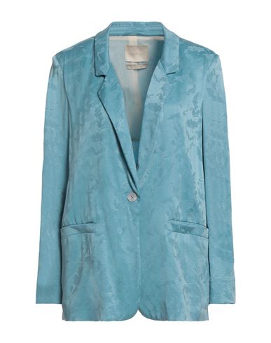MOMONÍ MOMONÍ WOMAN BLAZER TURQUOISE SIZE 8 CUPRO, VISCOSE 