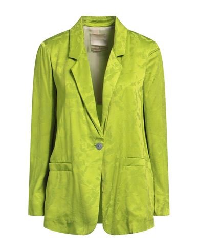 MOMONÍ MOMONÍ WOMAN BLAZER LIME GREEN SIZE 6 CUPRO, VISCOSE 