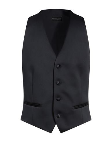 Shop Emporio Armani Man Tailored Vest Midnight Blue Size 44 Polyester, Silk