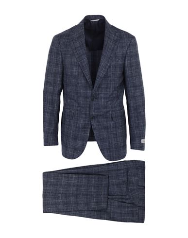 Canali Man Suit Navy Blue Size 44 Wool, Silk, Linen