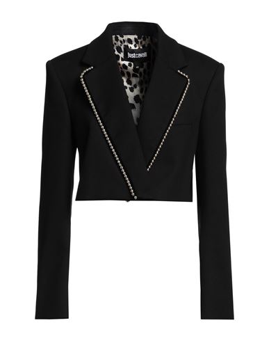 Shop Just Cavalli Woman Blazer Black Size 4 Polyester, Viscose, Wool, Elastane