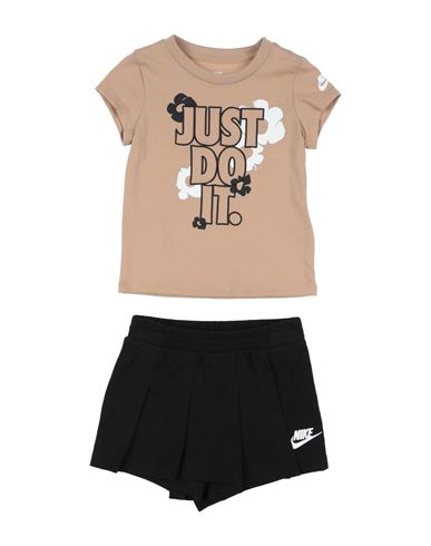 Nike Babies'  Floral Skort Set Toddler Girl Co-ord Light Brown Size 6 Cotton, Polyester, Elastane In Beige