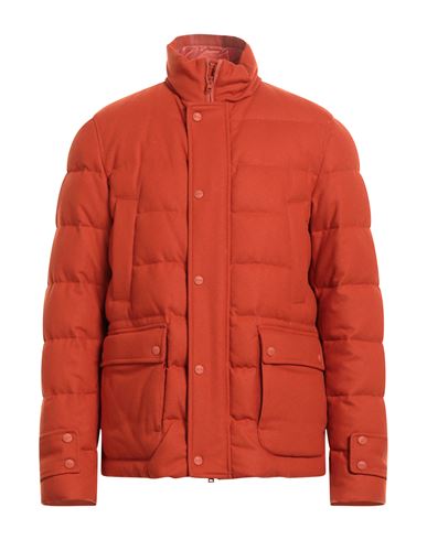 Herno Man Down Jacket Rust Size 40 Virgin Wool, Polyamide In Red