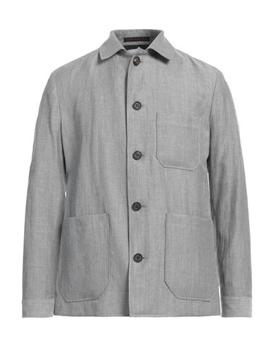 Shop Bagnoli Sartoria Napoli Man Blazer Grey Size 38 Virgin Wool, Linen