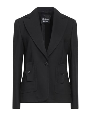 Shop Boutique Moschino Woman Blazer Black Size 12 Polyester, Virgin Wool, Elastane