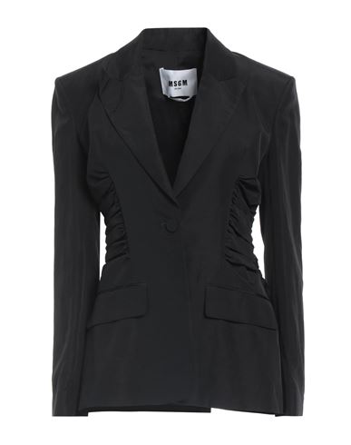 Msgm Woman Blazer Black Size 6 Viscose, Linen