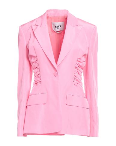 Msgm Woman Blazer Pink Size 6 Viscose, Linen