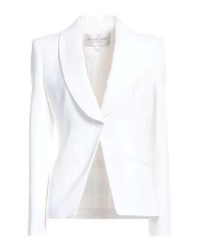 Shop Michael Kors Collection Woman Blazer Ivory Size 12 Acetate, Viscose In White