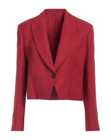 Brunello Cucinelli Woman Blazer Red Size 4 Viscose, Linen, Brass