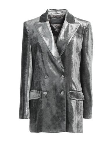 Shop Alberta Ferretti Woman Blazer Silver Size 8 Viscose, Silk