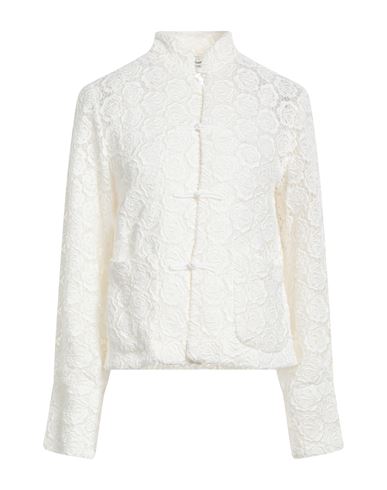 Comme Des Garçons Woman Blazer White Size Xs Cotton, Polyester In Neutral