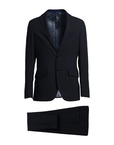 Shop Etro Man Suit Midnight Blue Size 40 Virgin Wool, Elastane