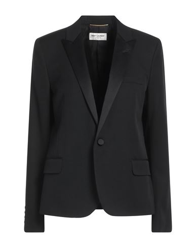 Shop Saint Laurent Woman Blazer Black Size 10 Virgin Wool, Polyester