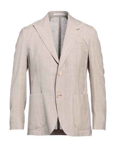 Eleventy Man Blazer Khaki Size 38 Wool, Silk, Linen In Beige