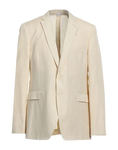 Burberry Man Blazer Cream Size 48 Linen, Mohair Wool, Silk In White