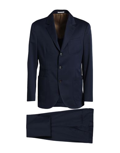 Brunello Cucinelli Man Suit Midnight Blue Size 46 Wool, Cotton