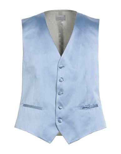 Tombolini Man Tailored Vest Sky Blue Size 44 Silk