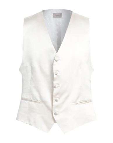 Tombolini Man Tailored Vest Ivory Size 42 Silk In White