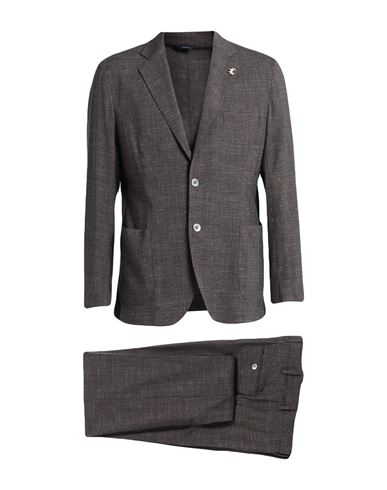 Shop Tombolini Man Suit Brown Size 46 Wool, Silk, Linen, Elastane