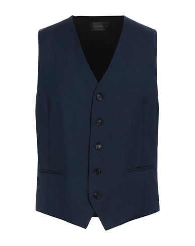 Tombolini Man Tailored Vest Navy Blue Size 42 Virgin Wool
