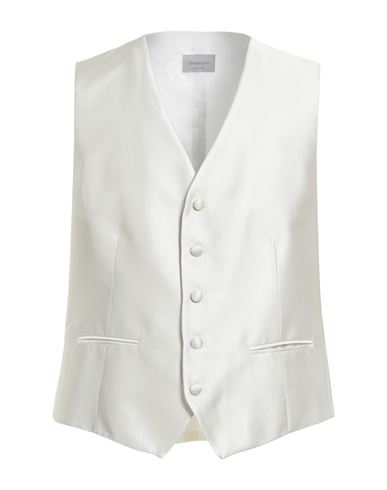 Tombolini Man Tailored Vest Cream Size 48 Silk In Metallic