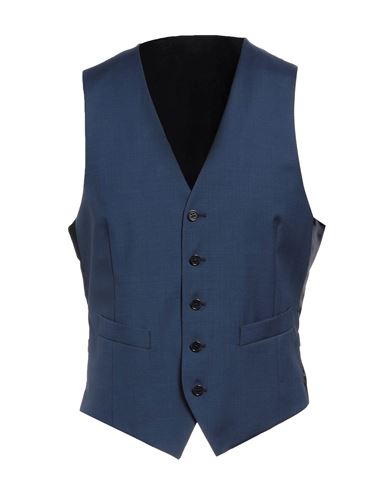 Shop Tombolini Man Tailored Vest Navy Blue Size 48 Virgin Wool